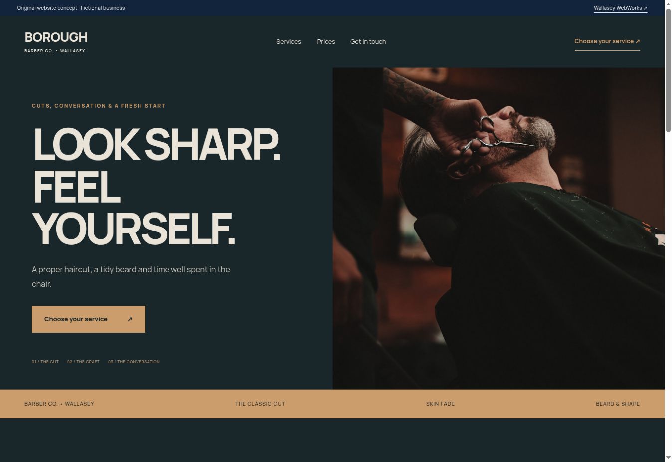 Borough Barber Co. homepage design concept
