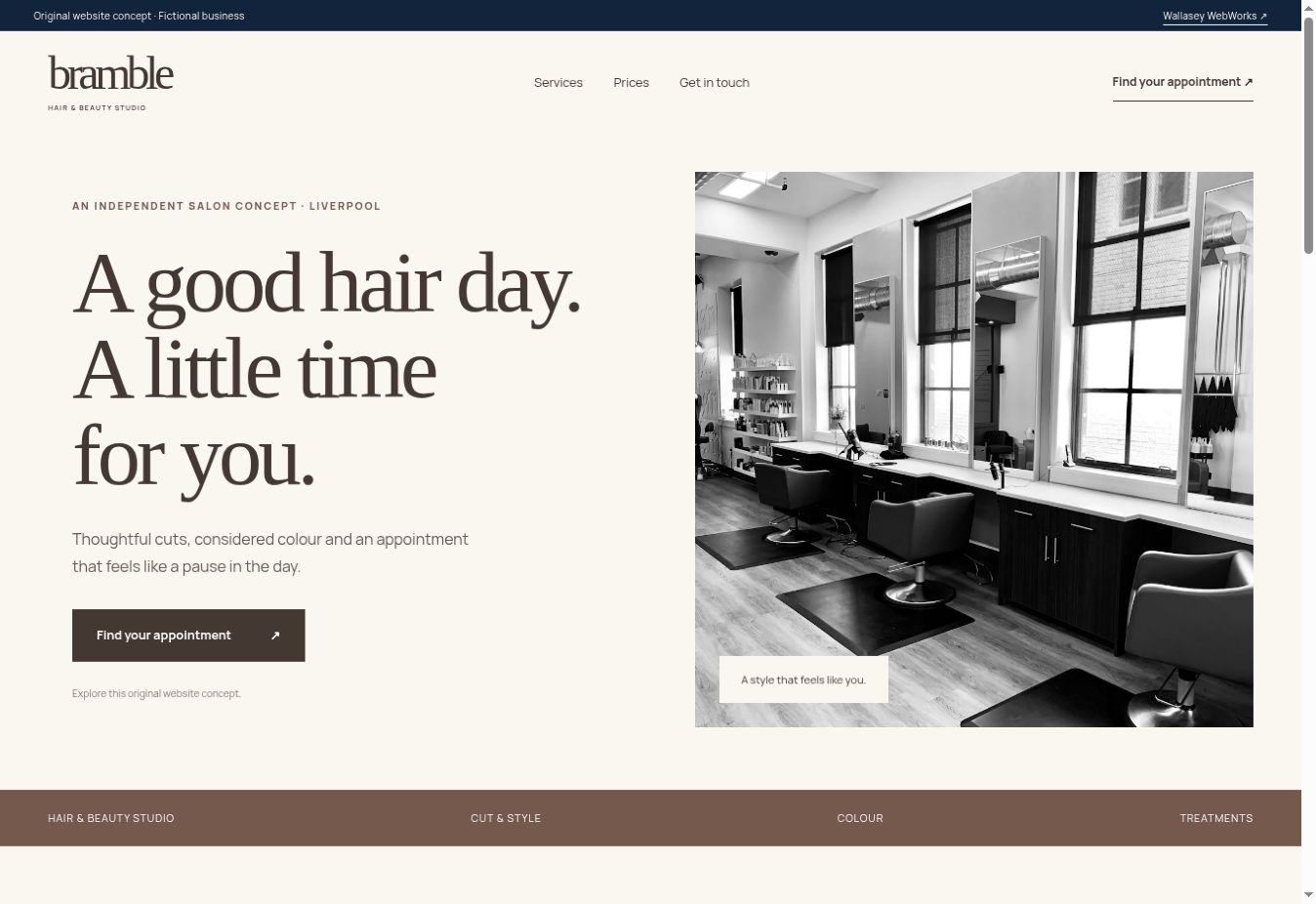 Bramble Studio homepage design concept