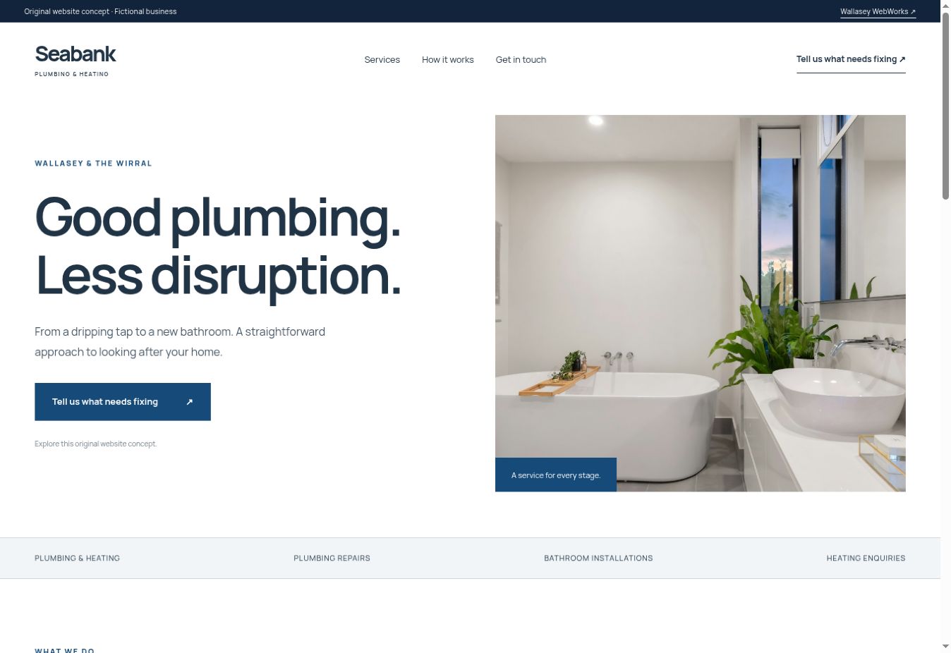 Seabank Plumbing homepage design concept
