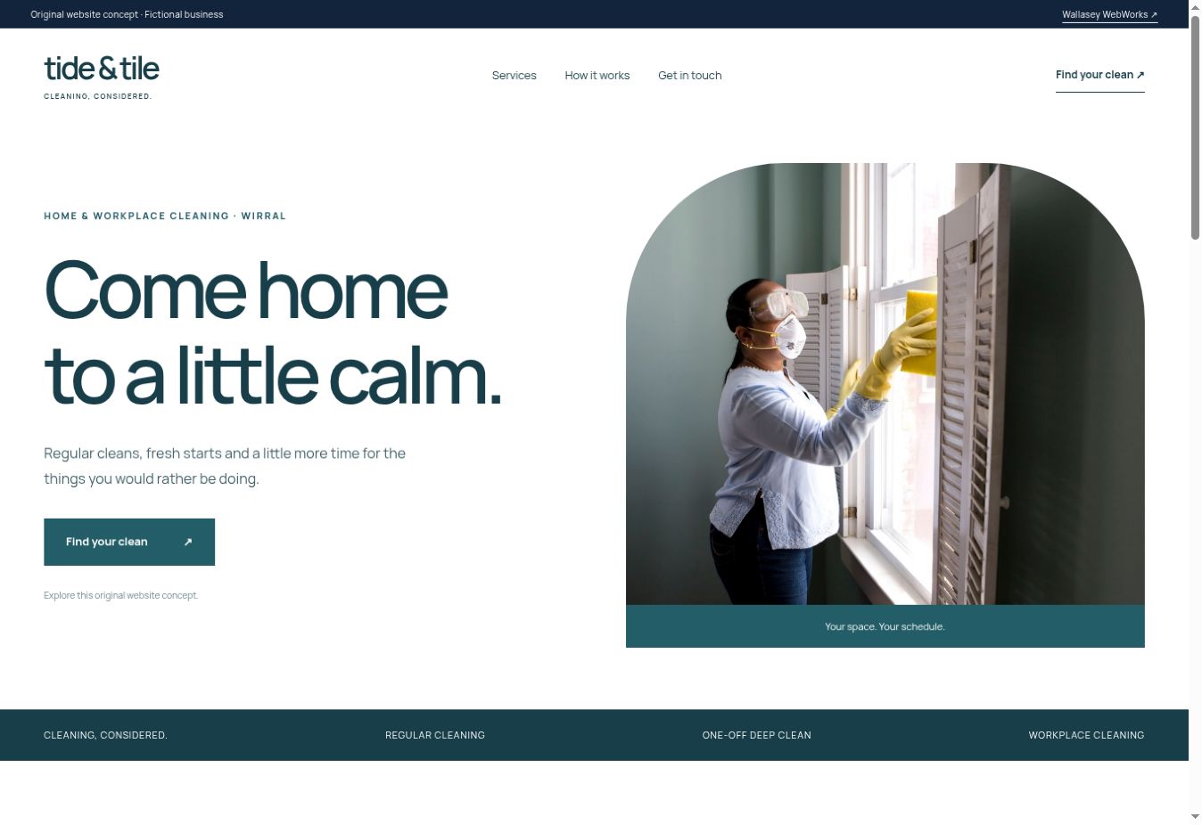 Tide & Tile homepage design concept